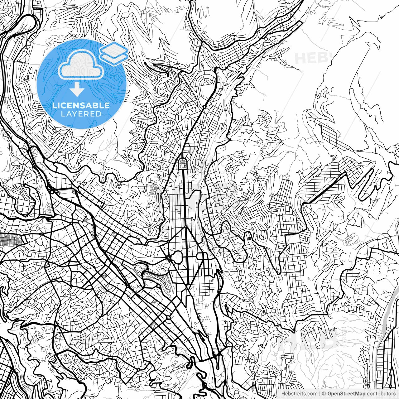 Layered PDF map of La Paz, Bolivia
