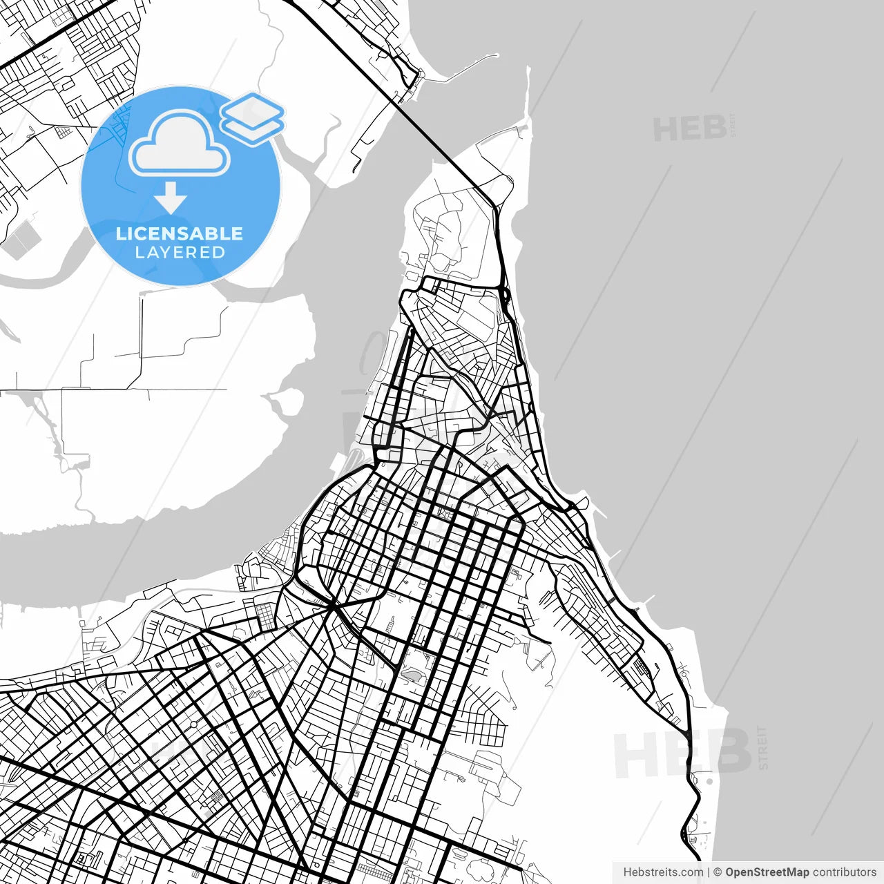 Layered PDF map of Natal, Brazil