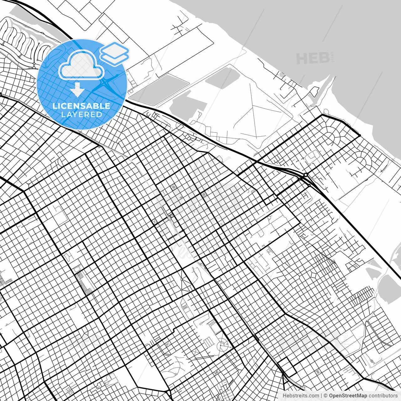 Layered PDF map of Quilmes, Argentina
