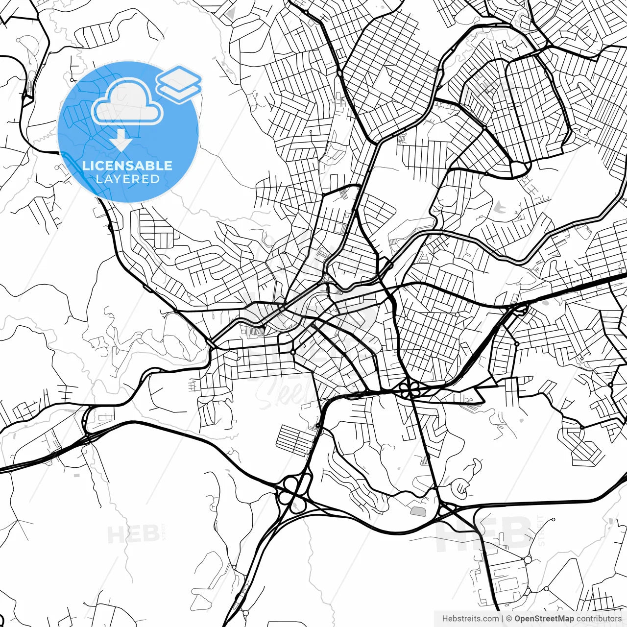 Layered PDF map of Betim, Brazil