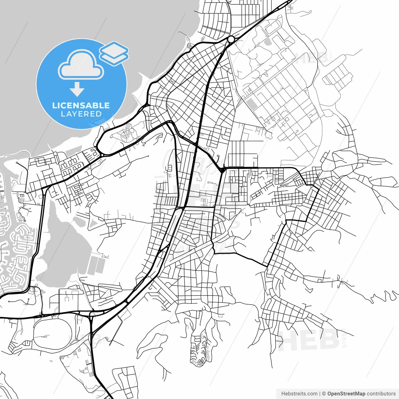 Layered PDF map of Puerto La Cruz, Venezuela