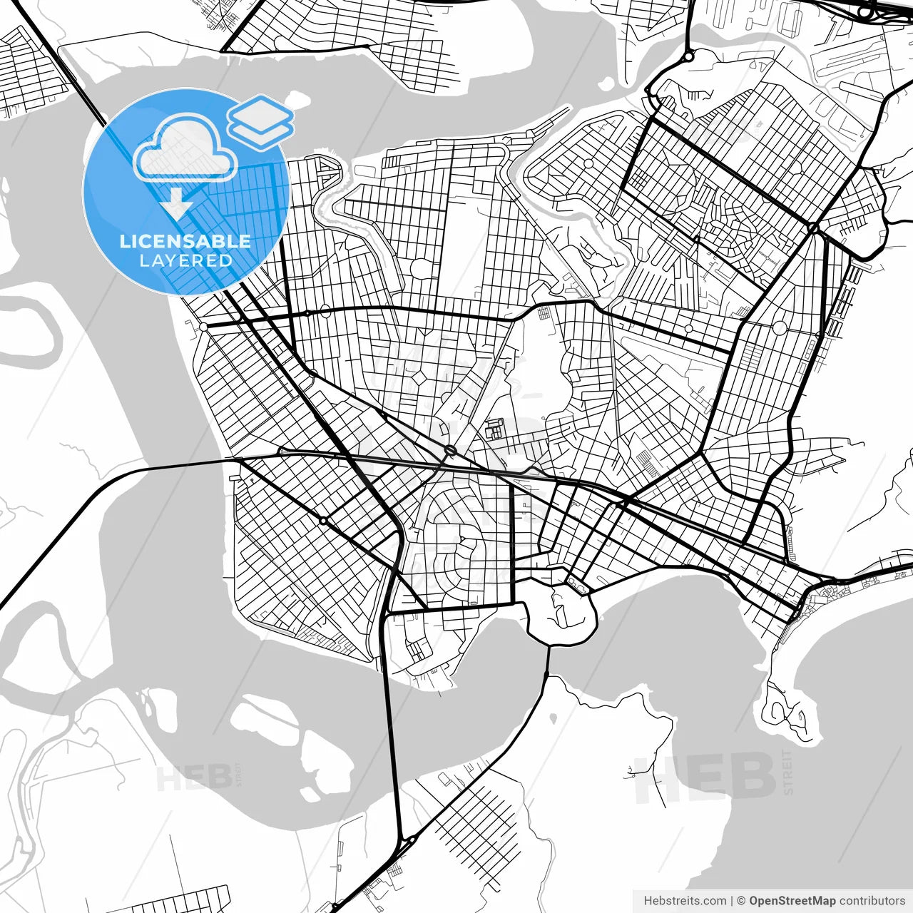 Layered PDF map of Sao Vicente, Brazil