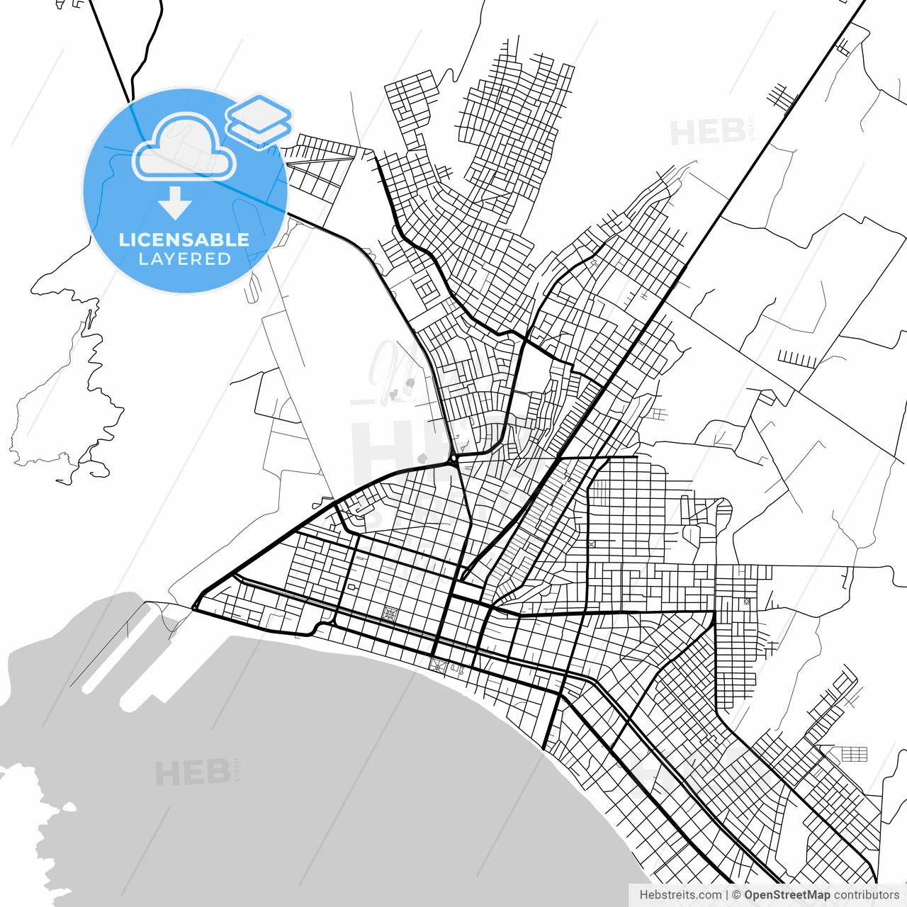 Layered PDF map of Chimbote, Peru