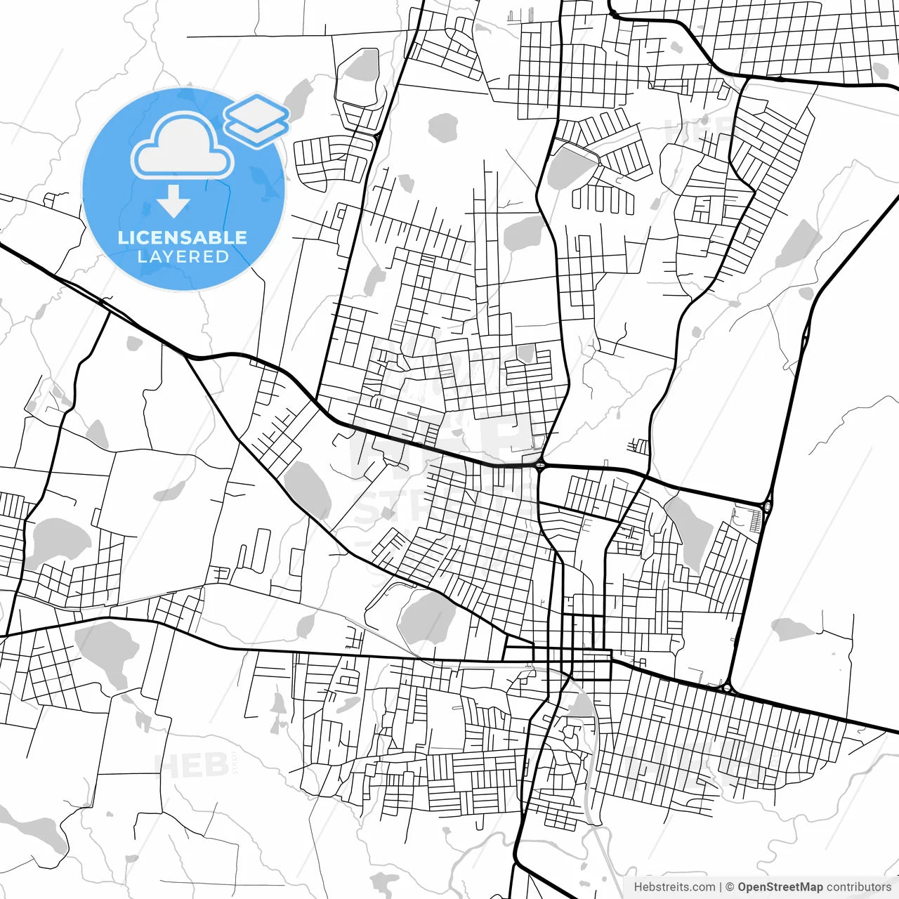Layered PDF map of Caucaia, Brazil