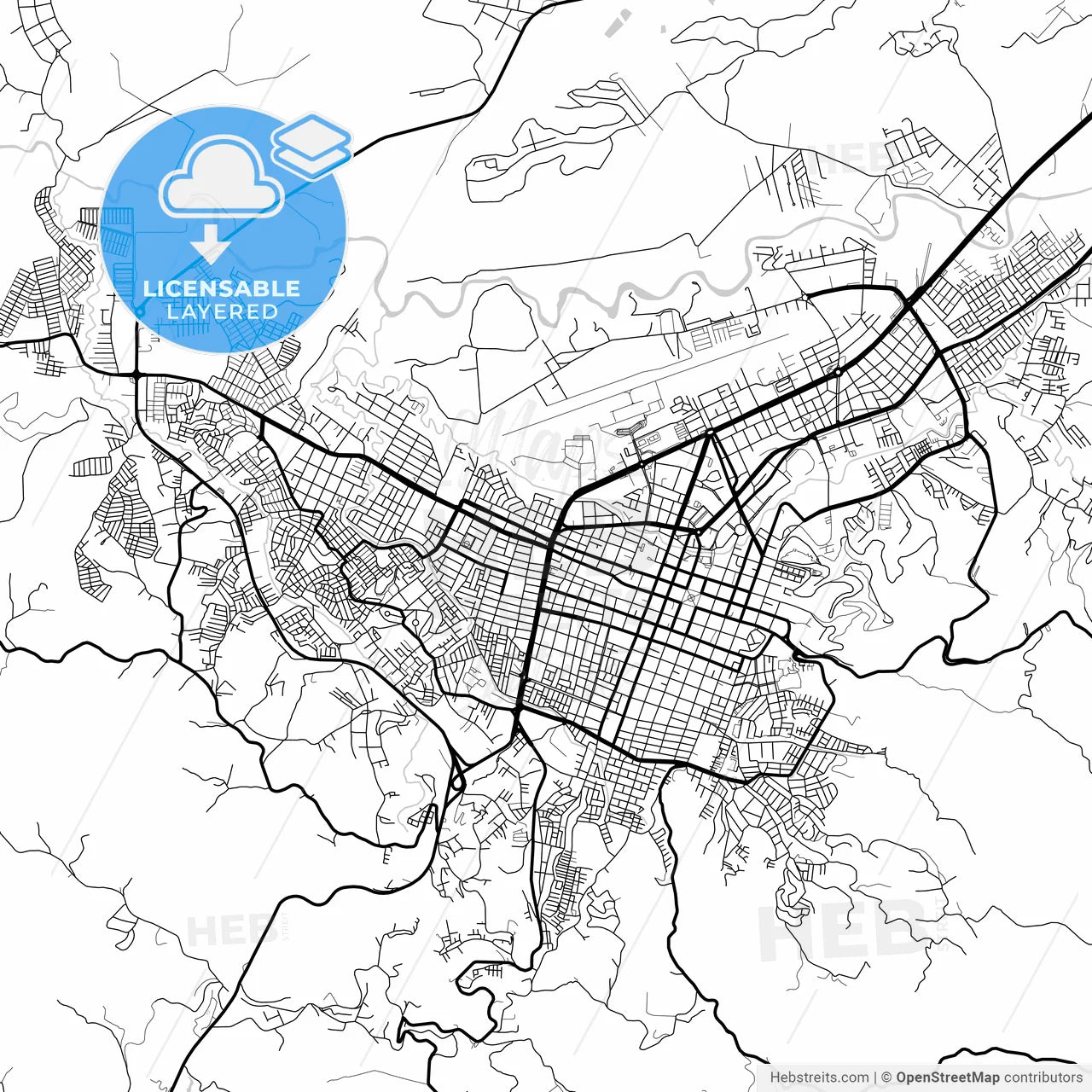 Layered PDF map of Popayan, Colombia