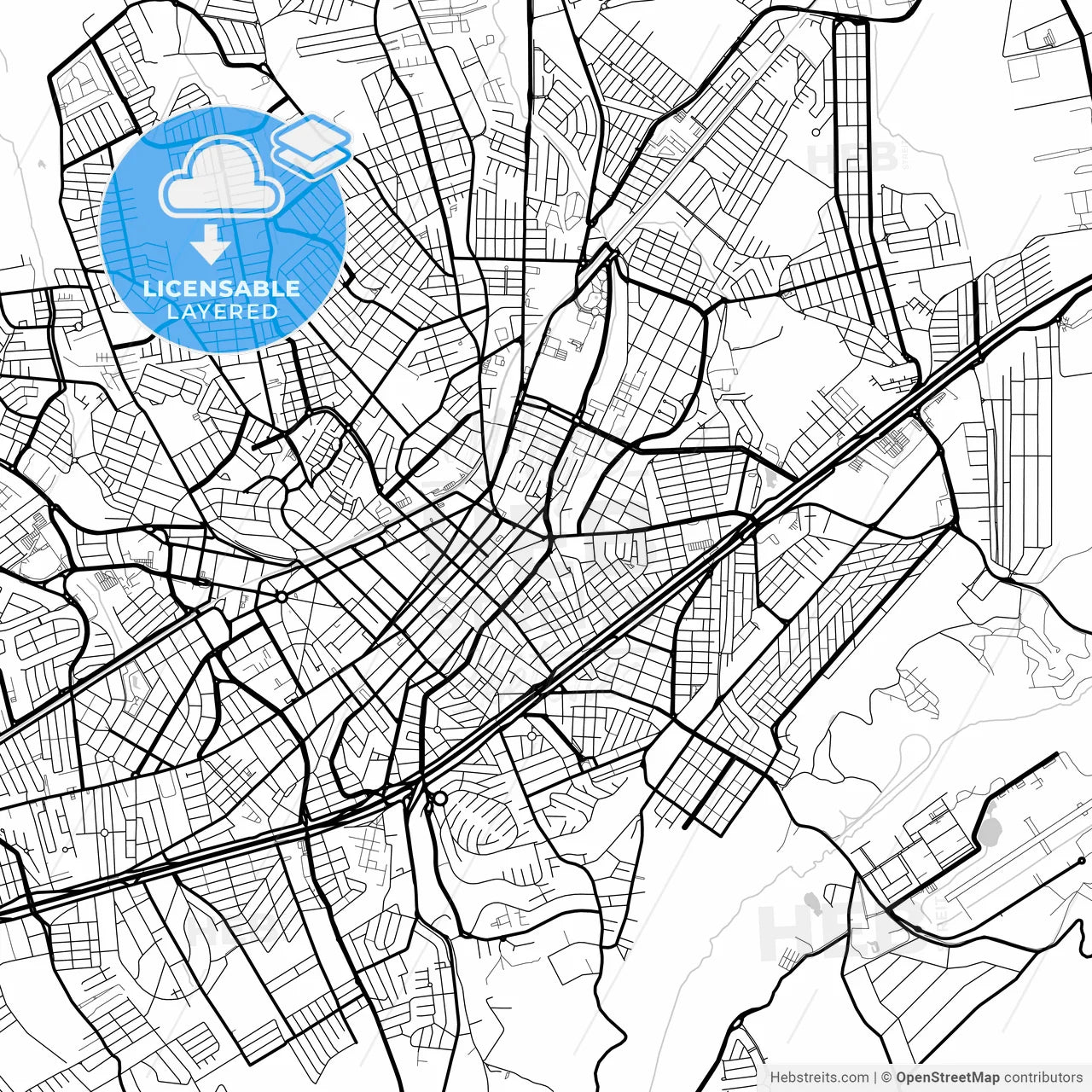Layered PDF map of Taubate, Brazil