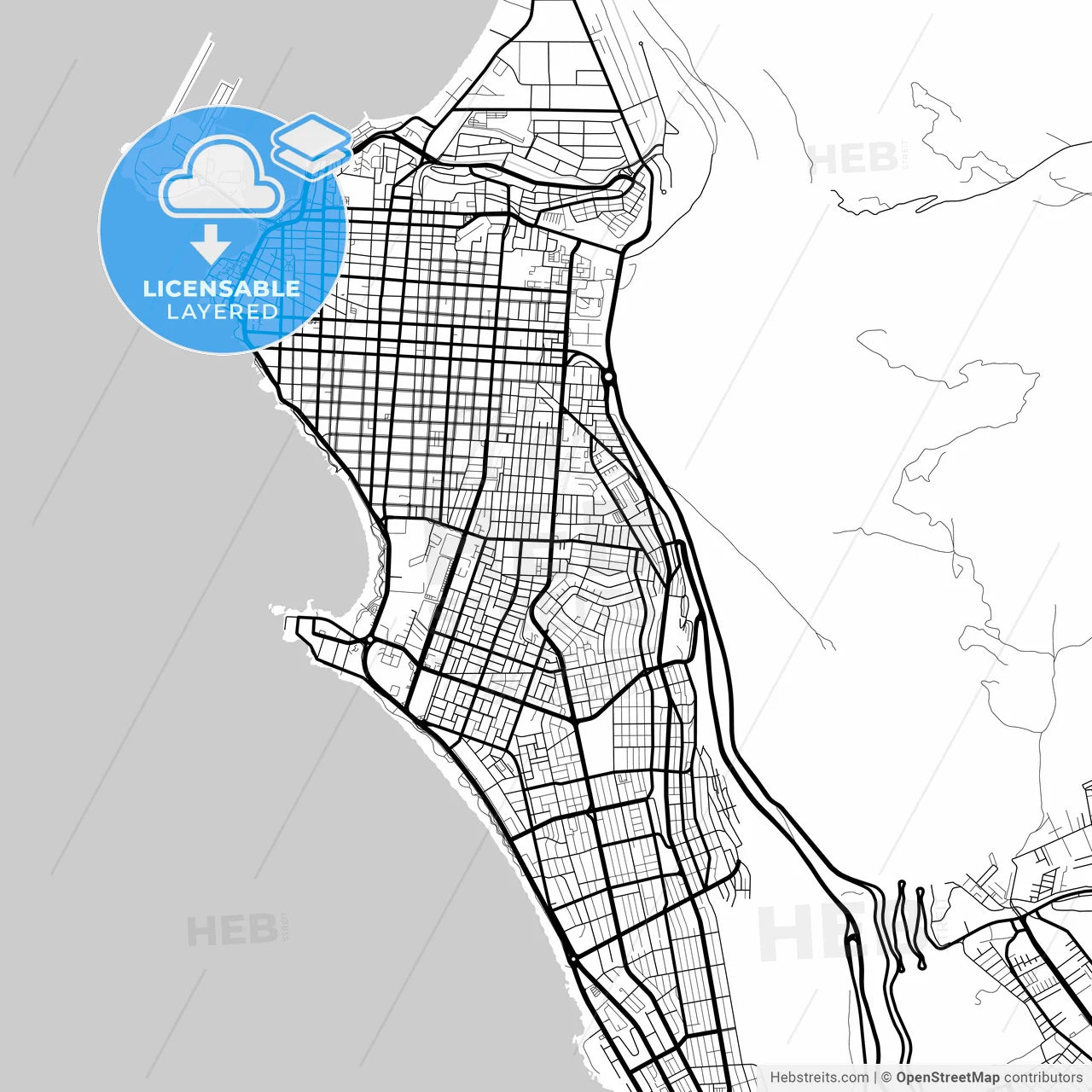 Layered PDF map of Iquique, Chile