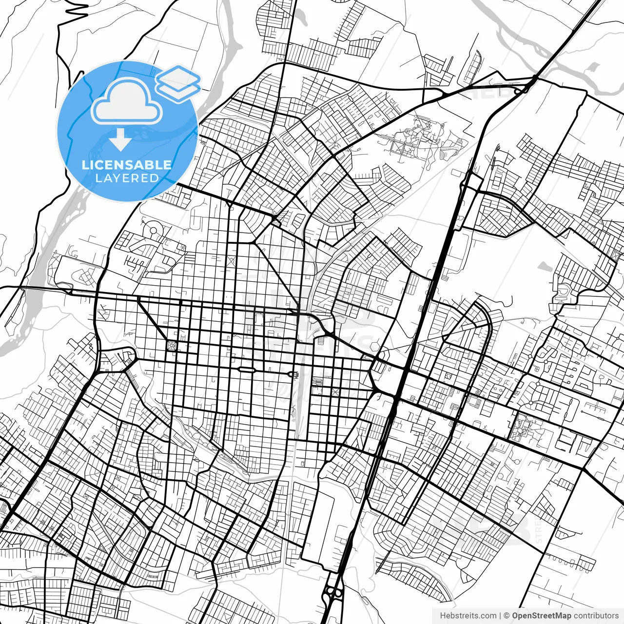 Layered PDF map of Talca, Chile