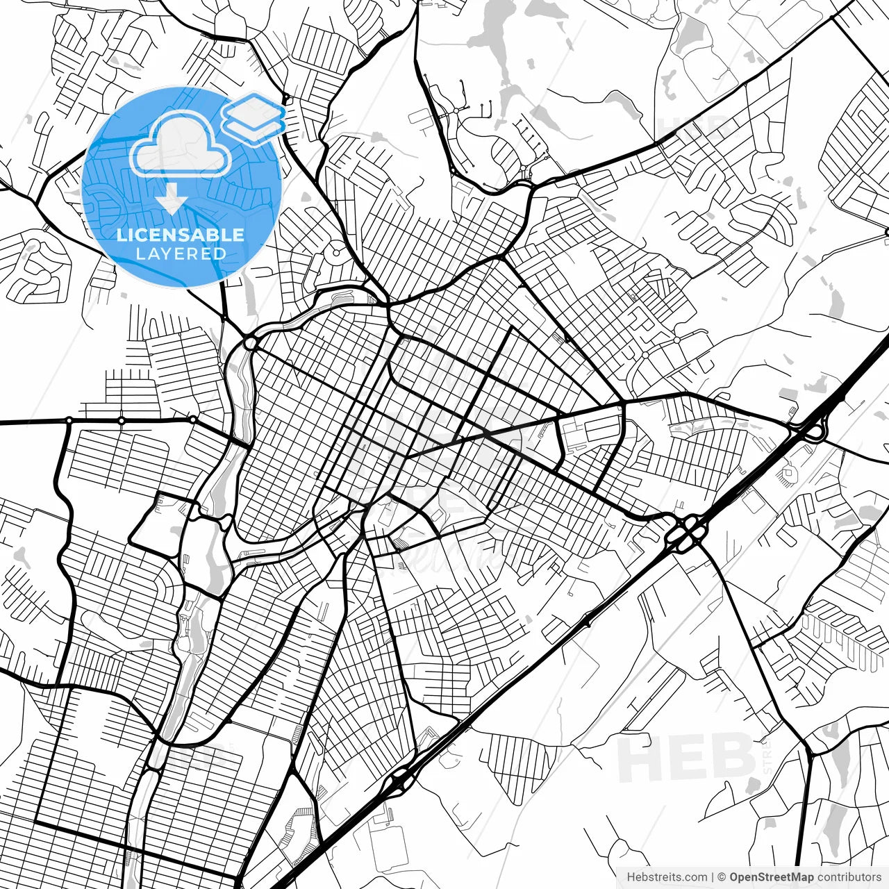 Layered PDF map of Indaiatuba, Brazil