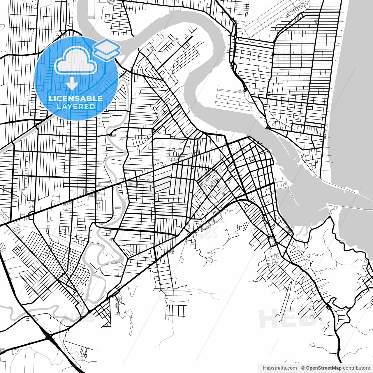 Layered PDF map of Itajai, Brazil