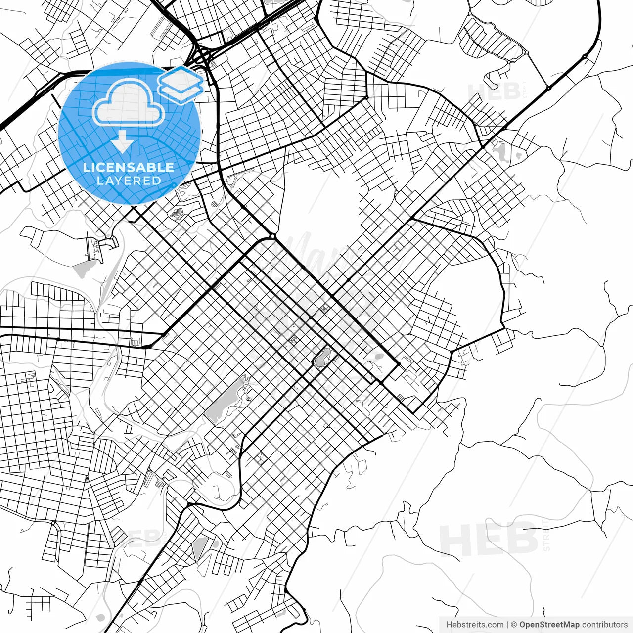 Layered PDF map of Guarapuava, Brazil