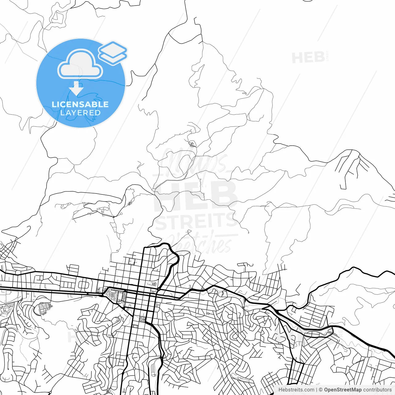Layered PDF map of Pocos de Caldas, Brazil