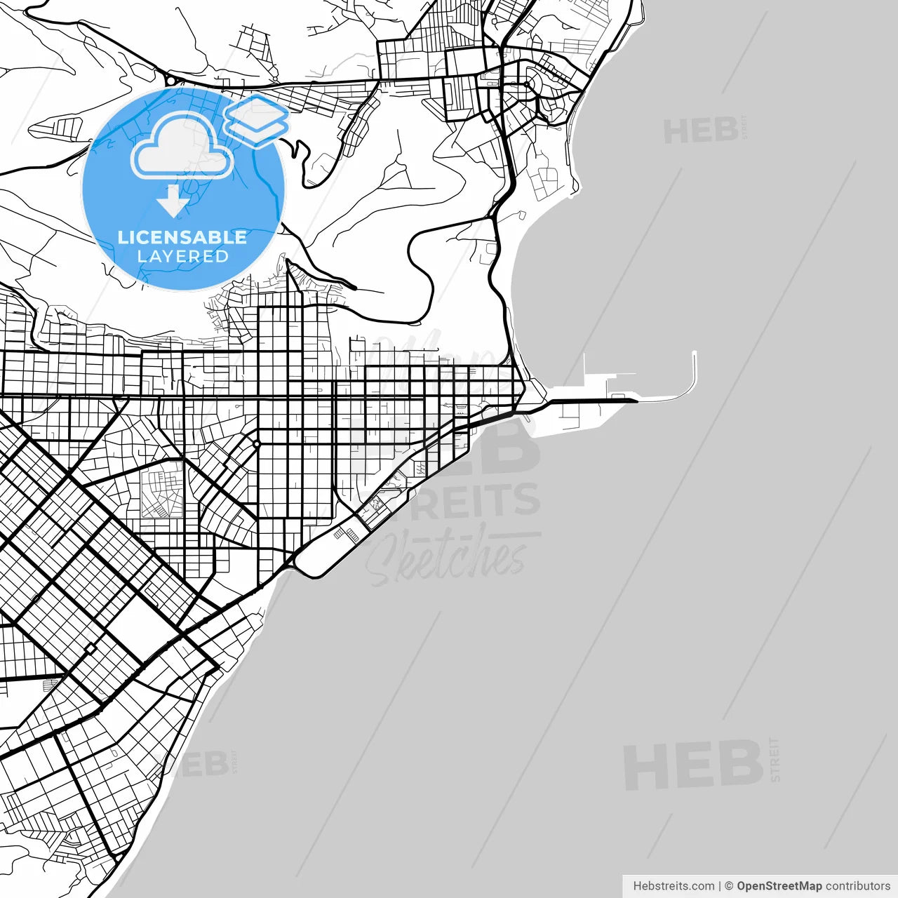Layered PDF map of Comodoro Rivadavia, Argentina