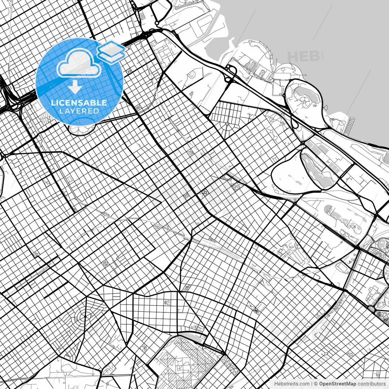 Layered PDF map of Belgrano, Argentina