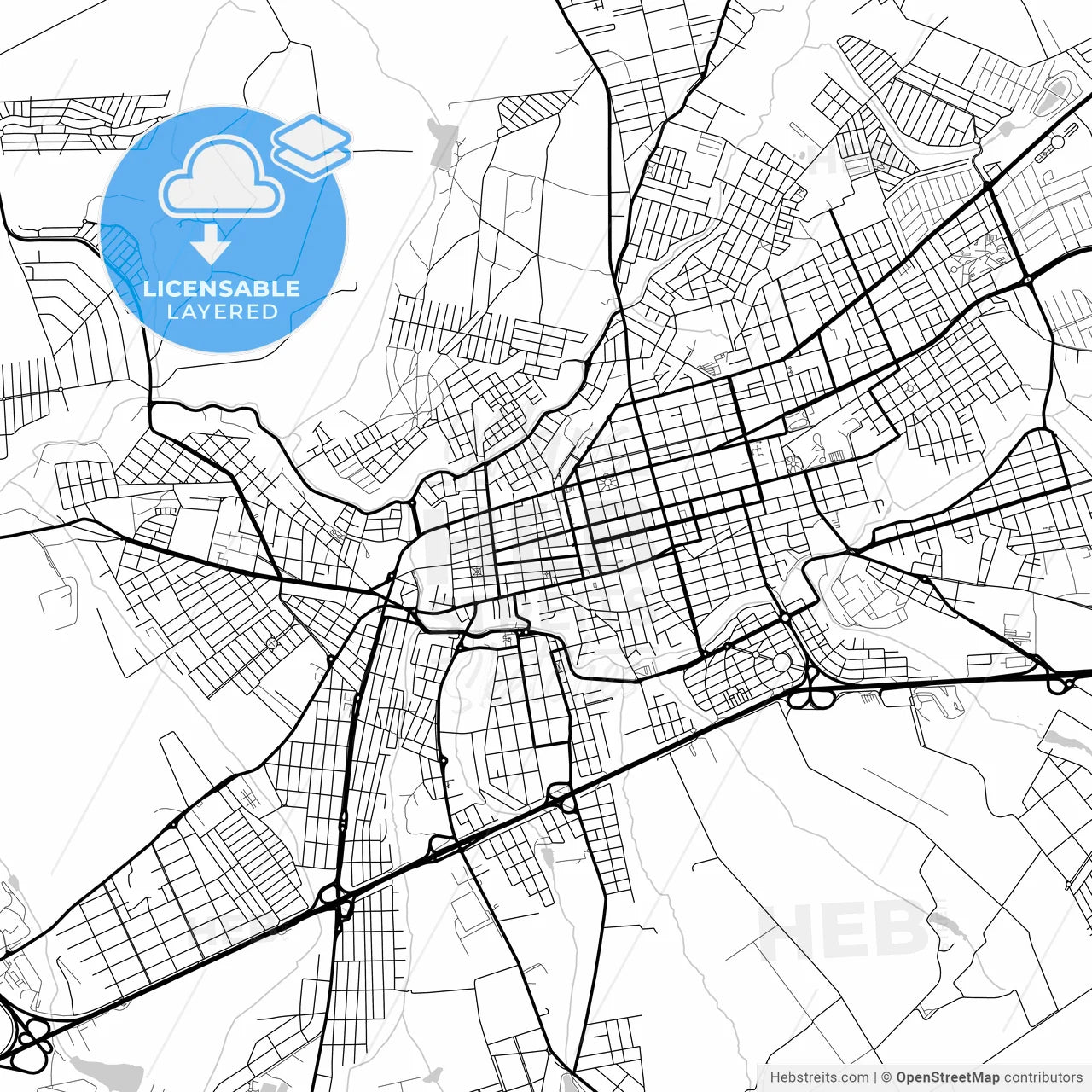 Layered PDF map of Itapetininga, Brazil