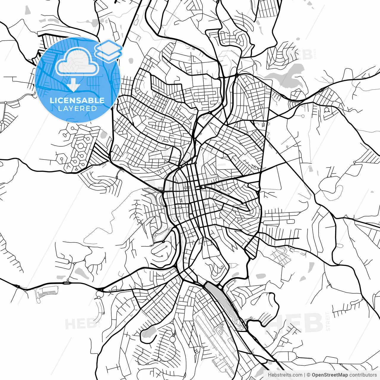 Layered PDF map of Braganca Paulista, Brazil