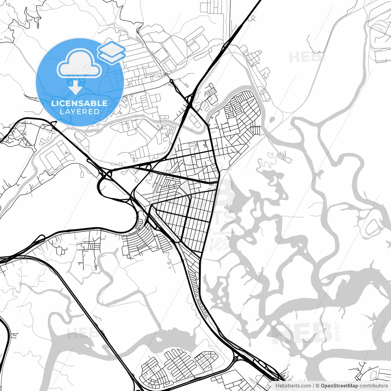 Layered PDF map of Cubatao, Brazil