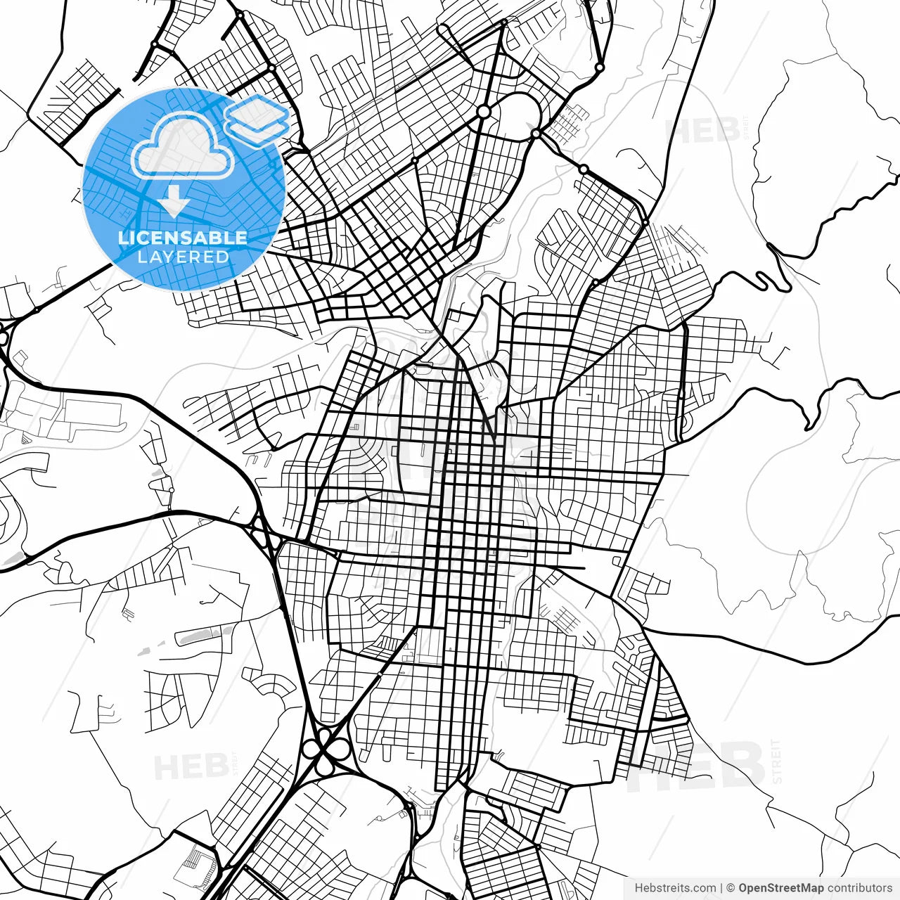 Layered PDF map of Botucatu, Brazil