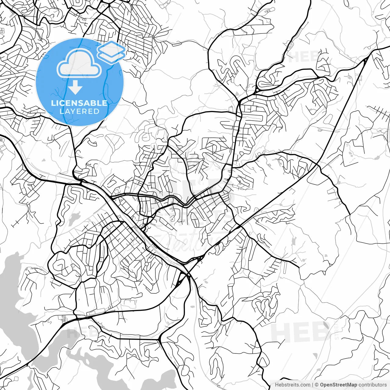Layered PDF map of Ribeirao Pires, Brazil