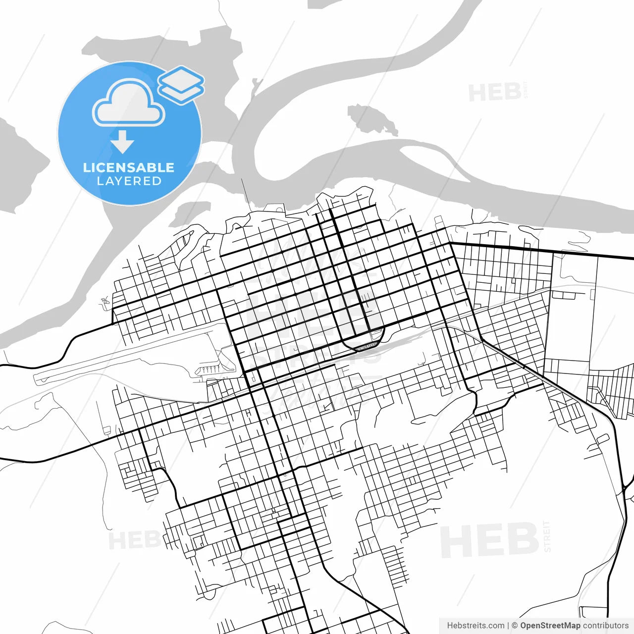 Layered PDF map of Corumba, Brazil