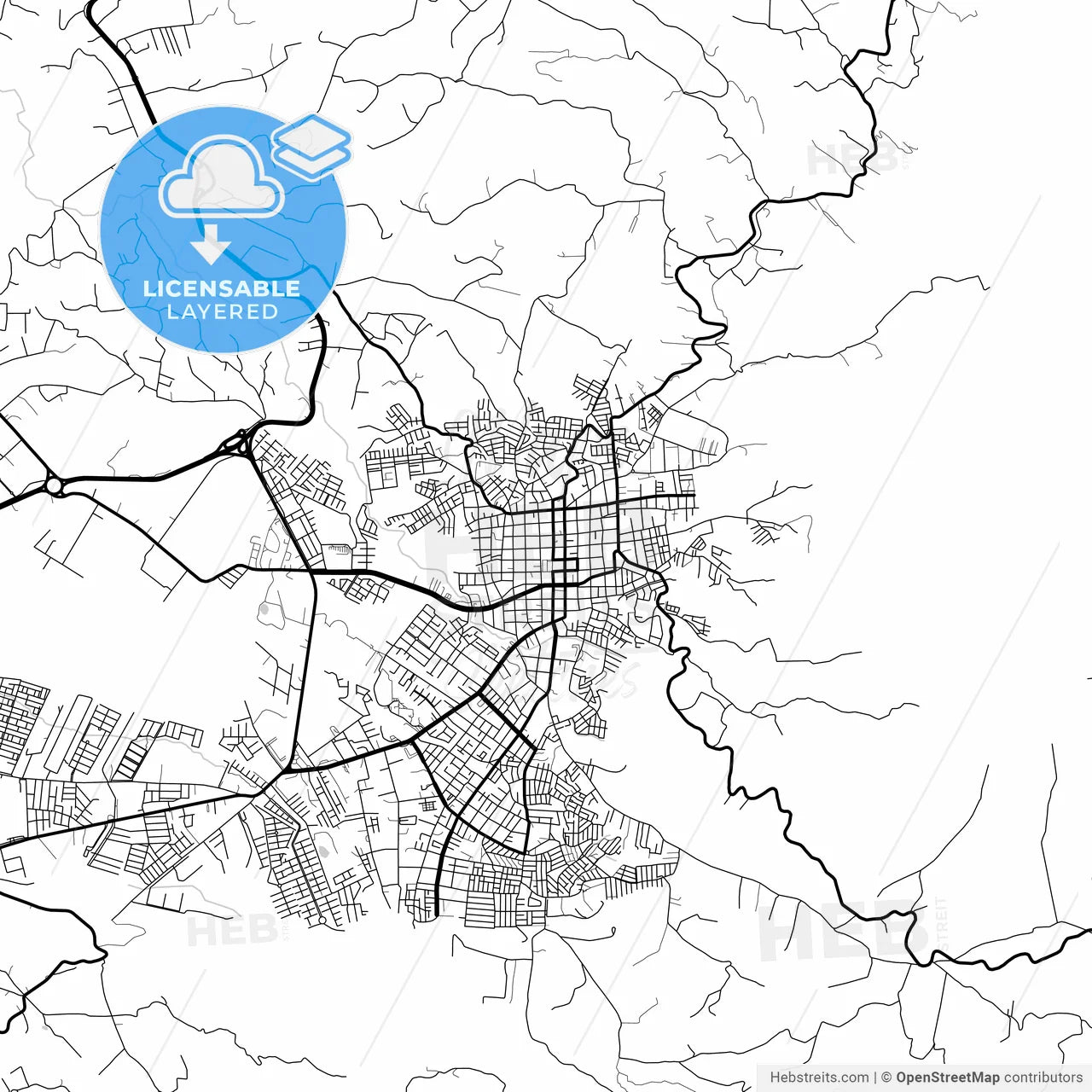 Layered PDF map of Fusagasuga, Colombia