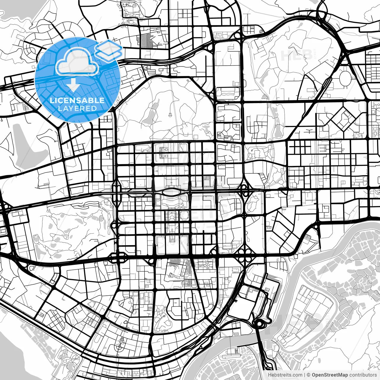 Layered PDF map of Shenzhen, Guangdong, China