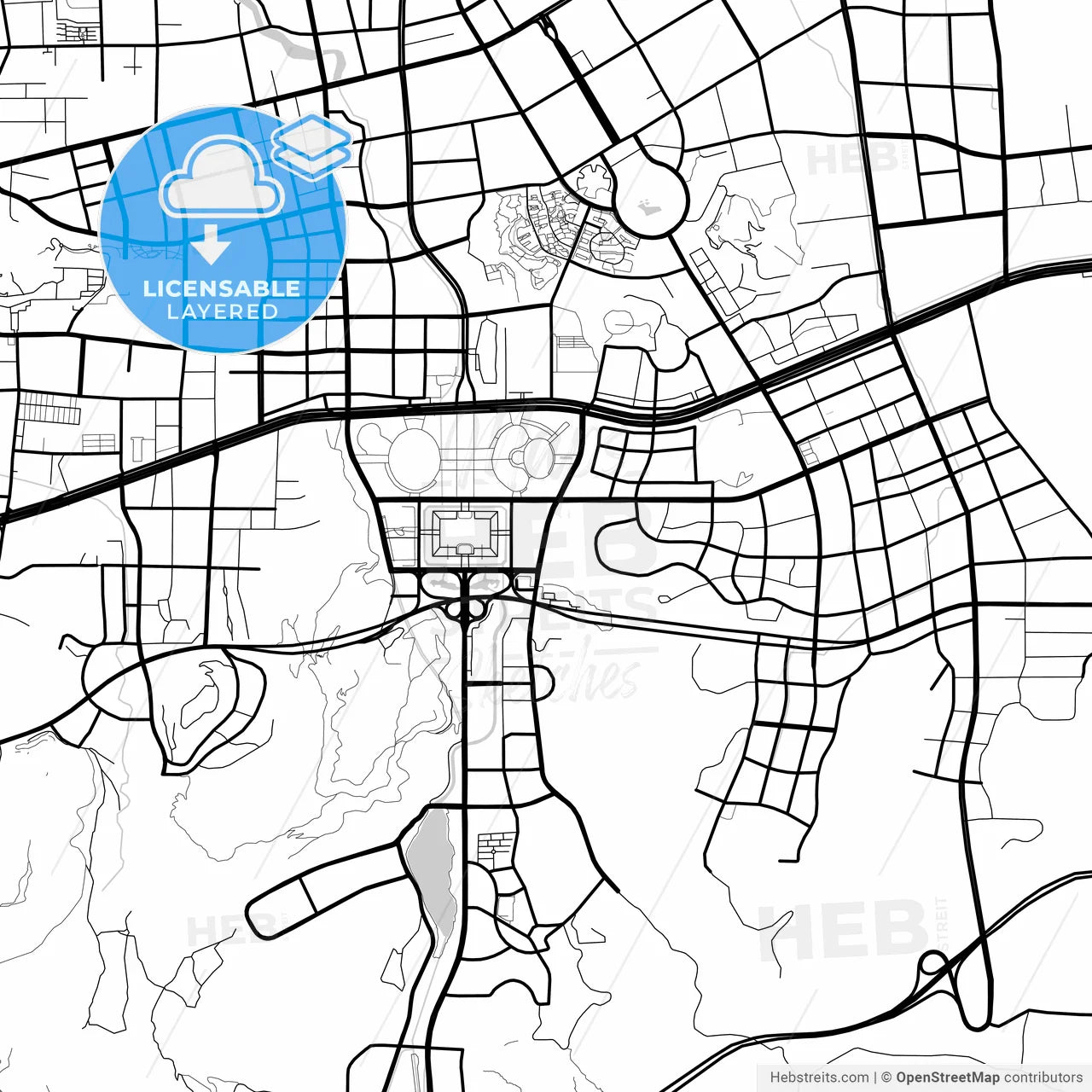 Layered PDF map of Jinan, Shandong, China