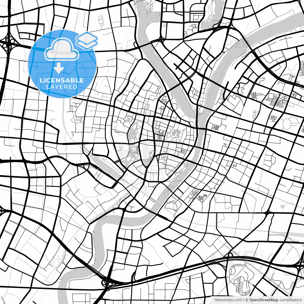 Layered PDF map of Ningbo, Zhejiang, China