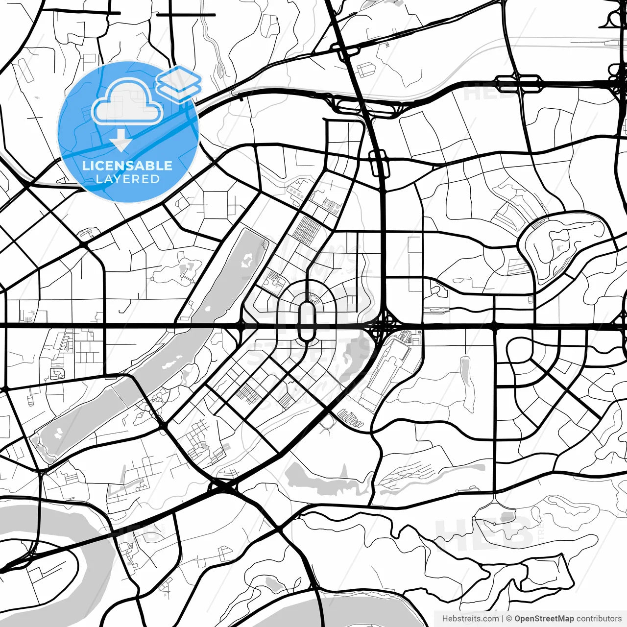 Layered PDF map of Nanning, Guangxi, China