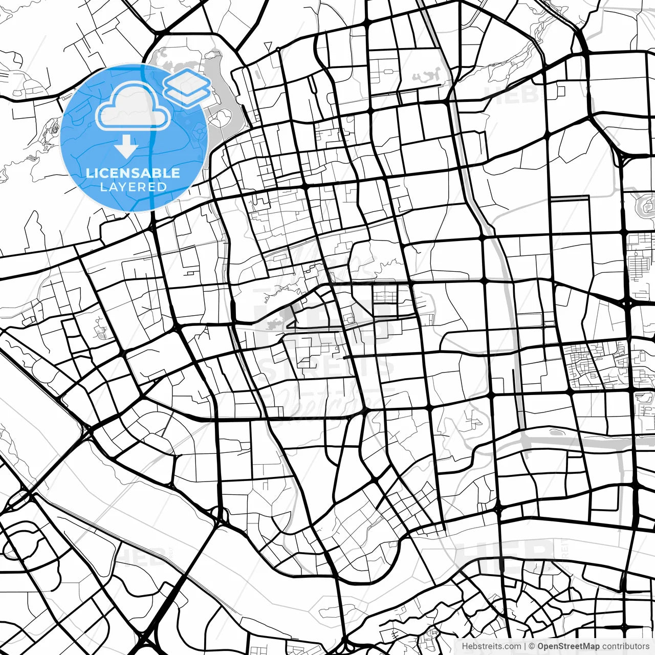 Layered PDF map of Fuzhou, Fujian, China