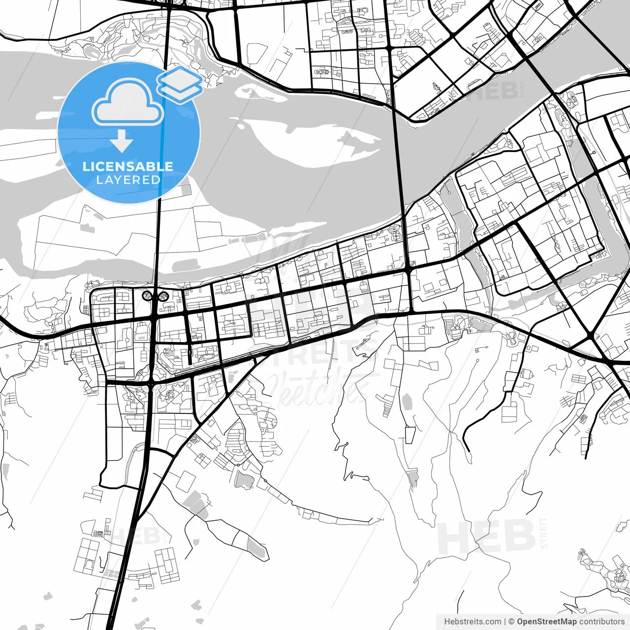Layered PDF map of Xiangyang, Hubei, China