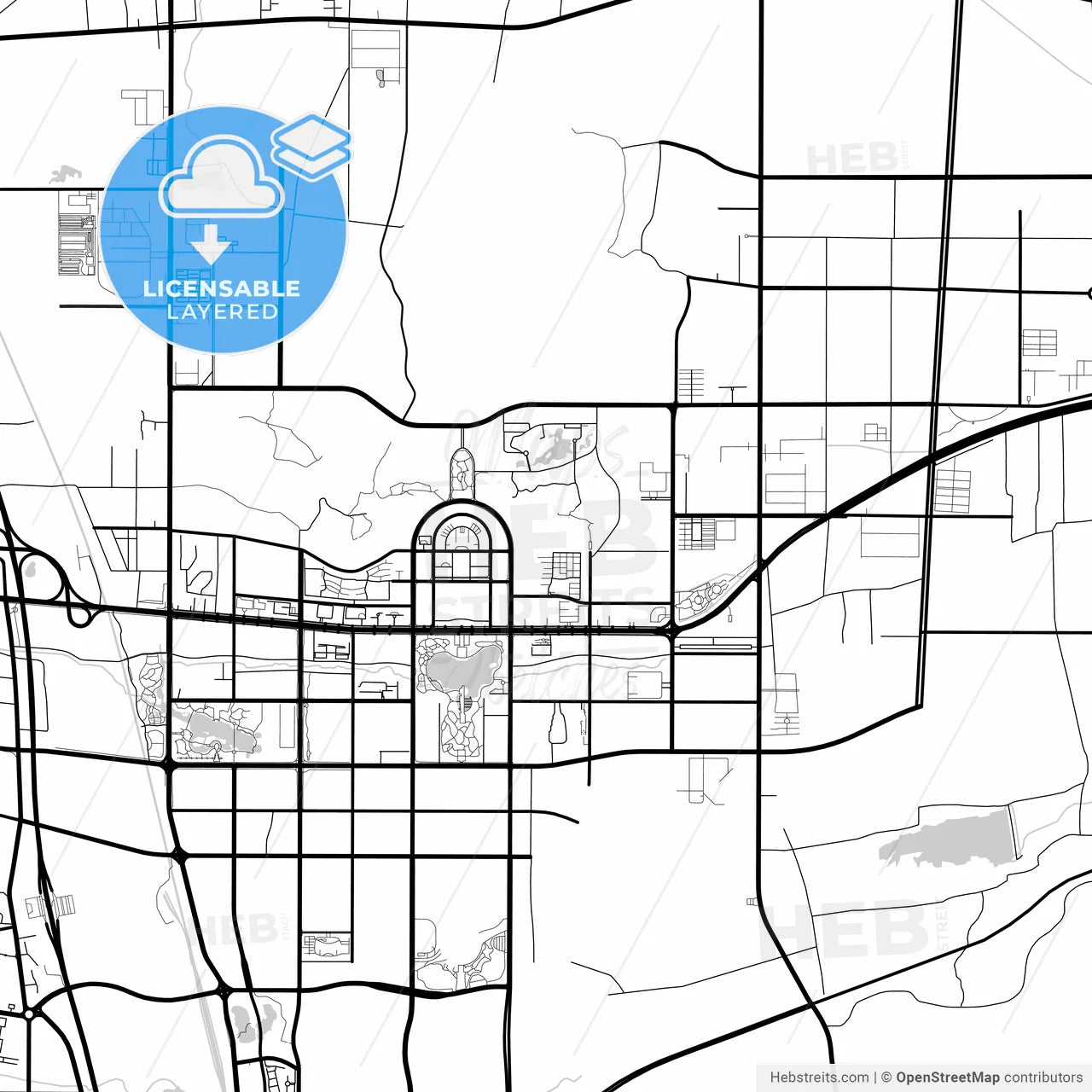 Layered PDF map of Zaozhuang, Shandong, China