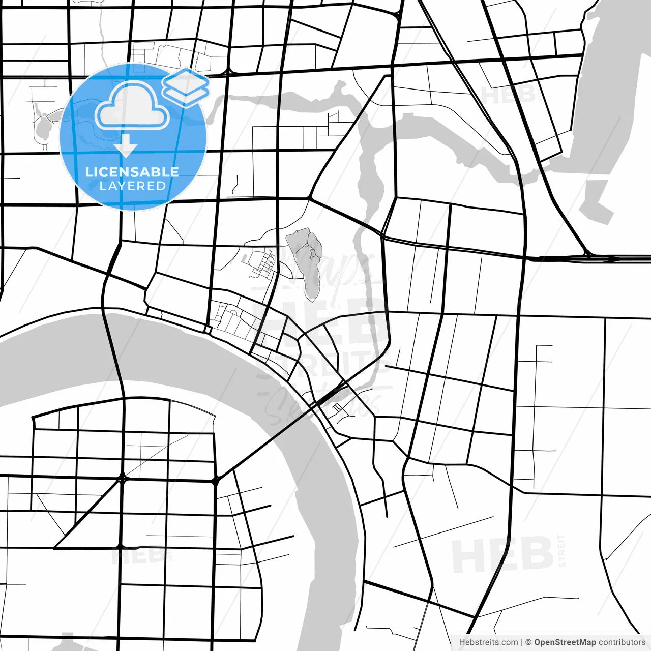 Layered PDF map of Changde, Hunan, China