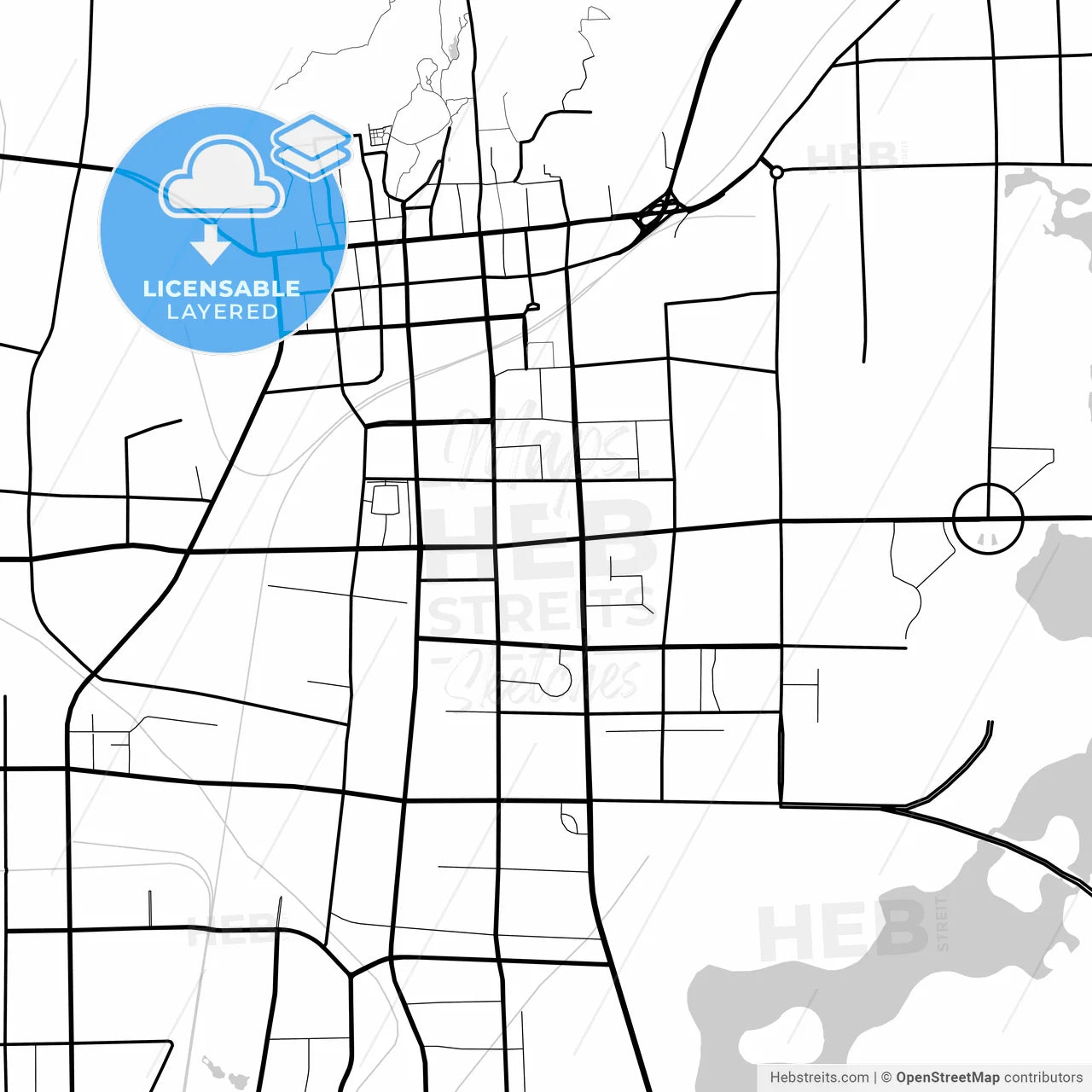 Layered PDF map of Huaibei, Anhui, China