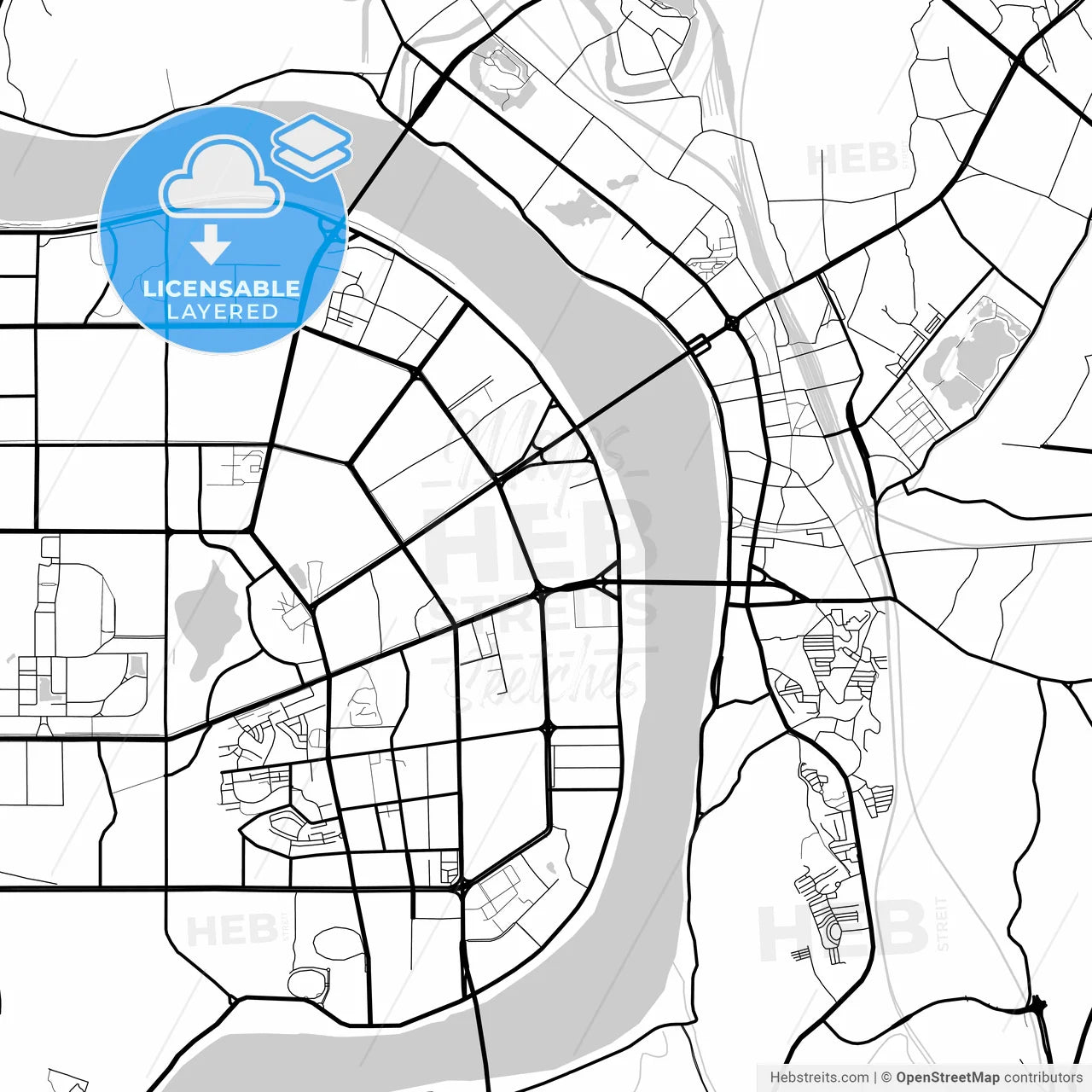 Layered PDF map of Zhuzhou, Hunan, China