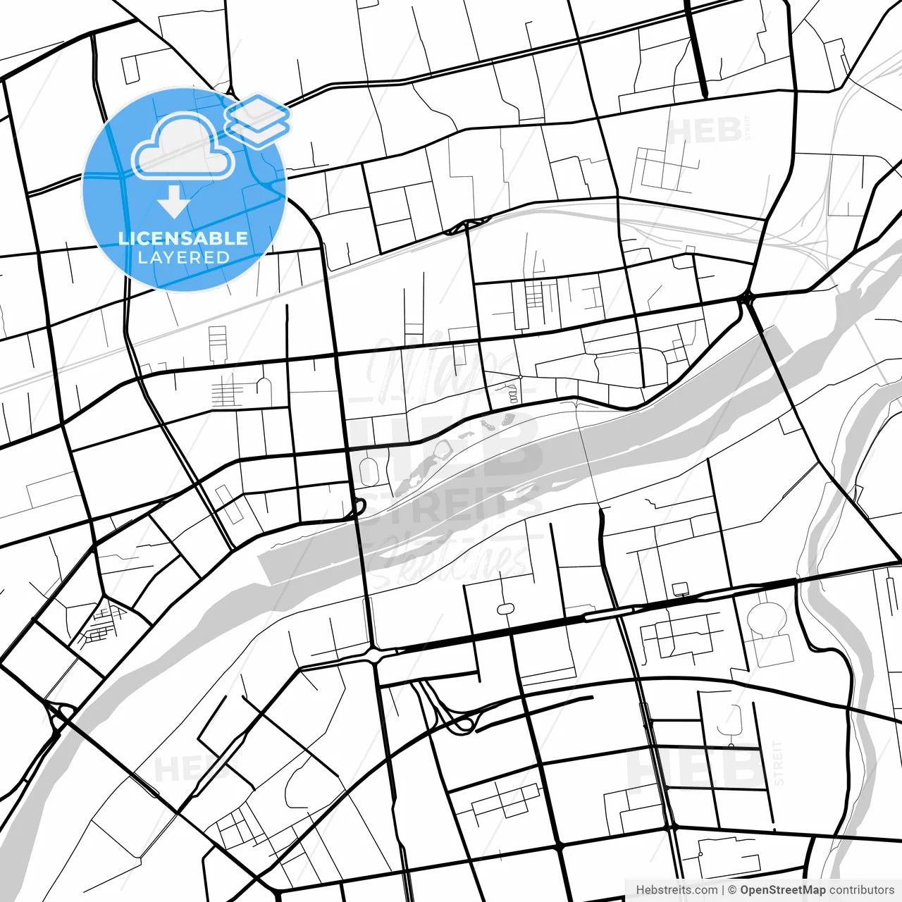 Layered PDF map of Xianyang, Shaanxi, China