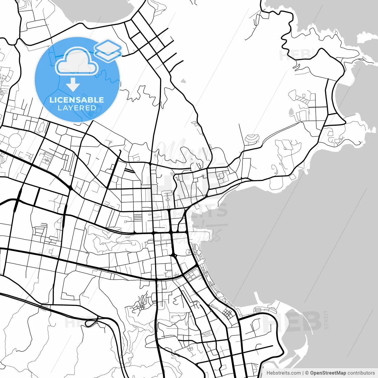 Layered PDF map of Weihai, Shandong, China