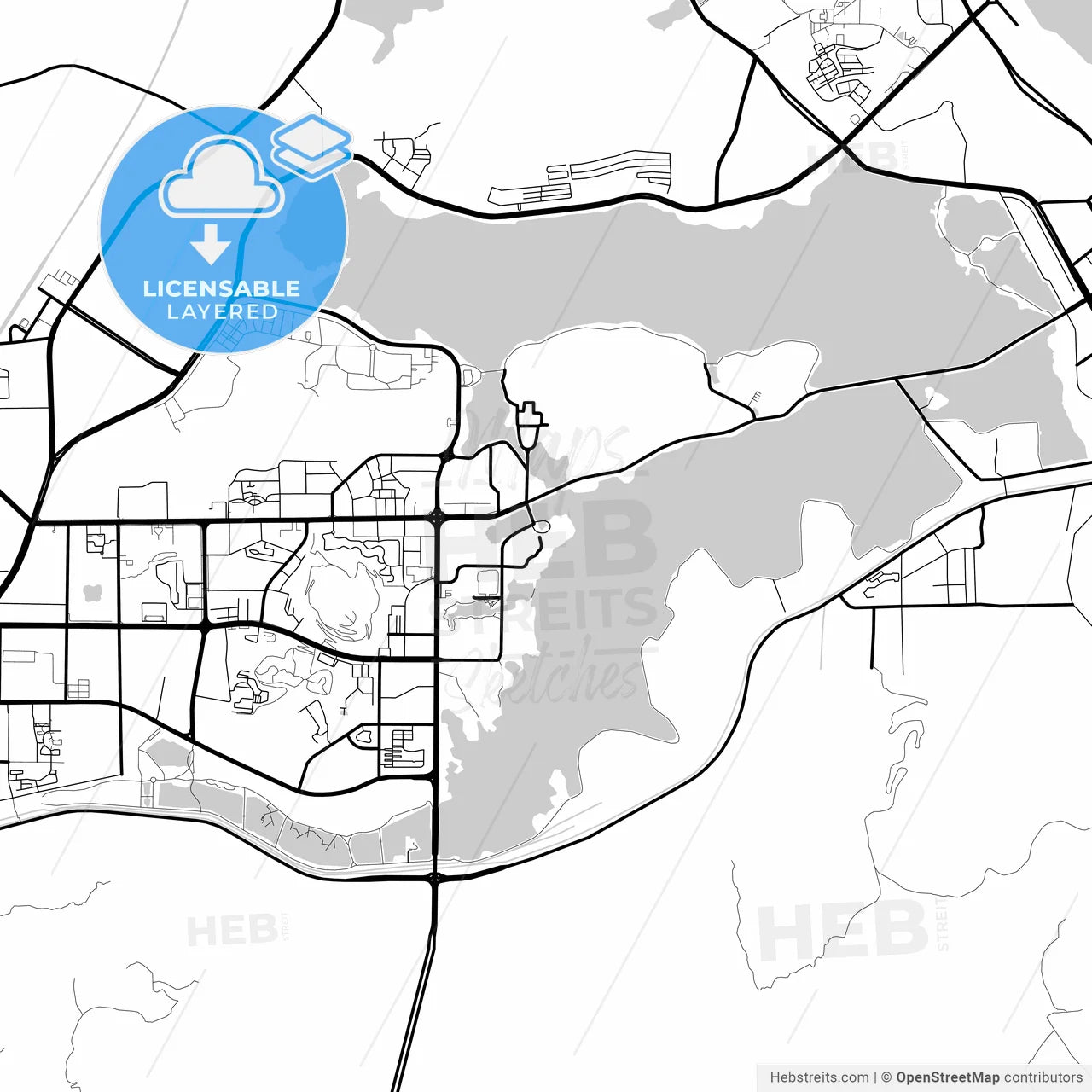 Layered PDF map of Huangshi, Hubei, China