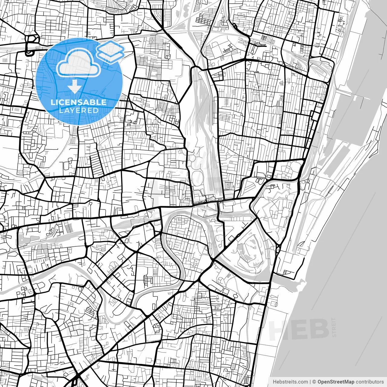 Layered PDF map of Chennai, Tamil Nadu, India