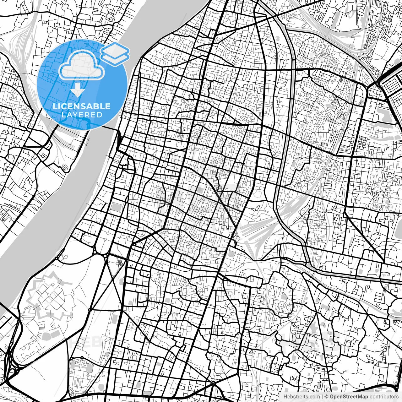 Layered PDF map of Kolkata, West Bengal, India