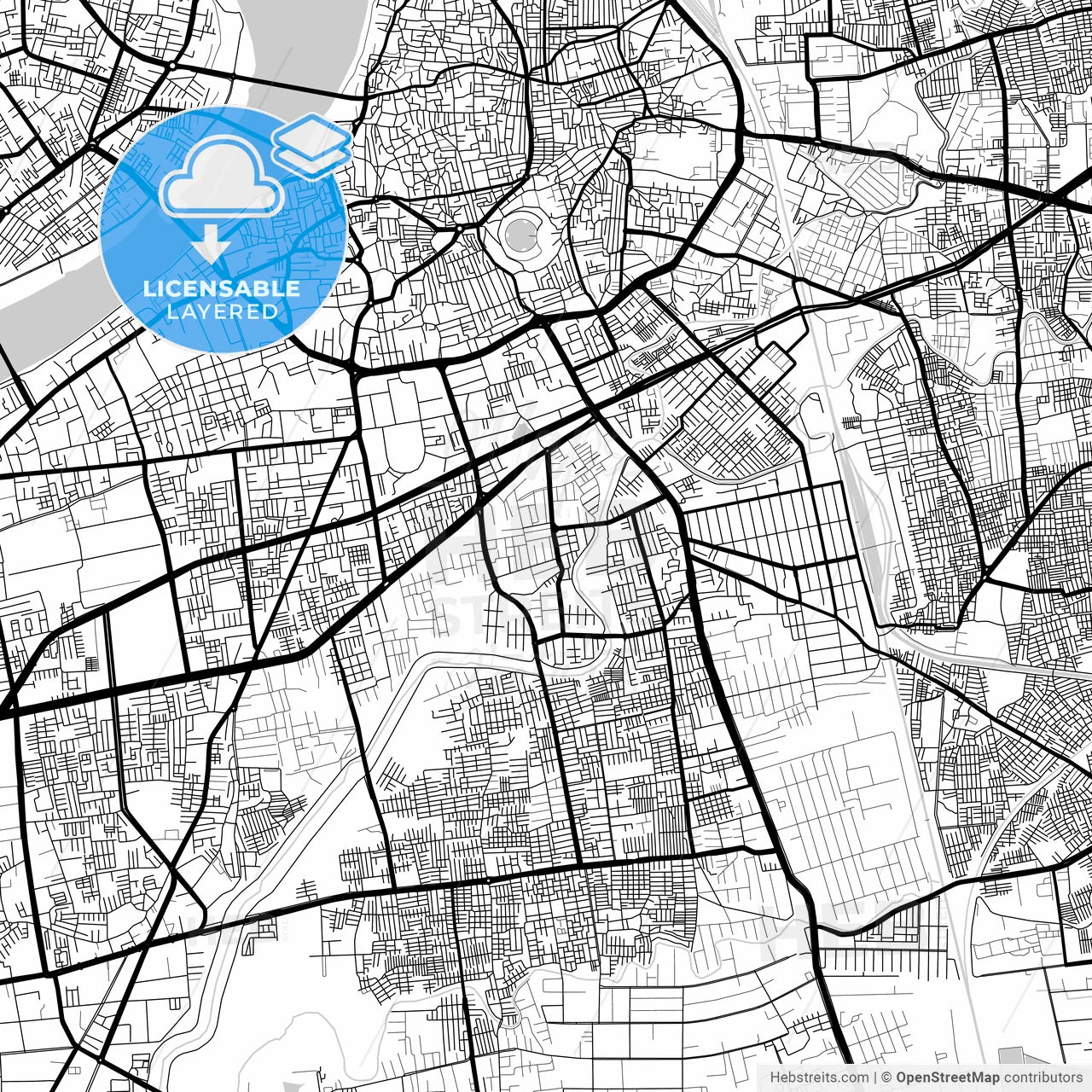 Layered PDF map of Surat, Gujarat, India