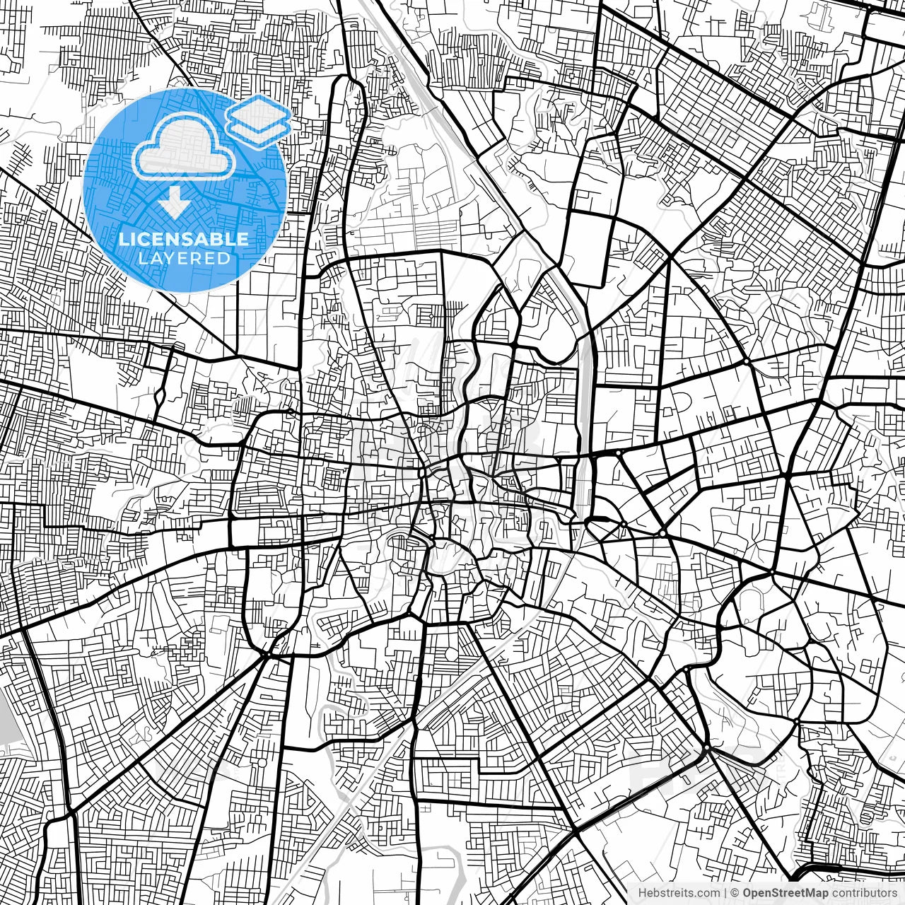 Layered PDF map of Indore, Madhya Pradesh, India