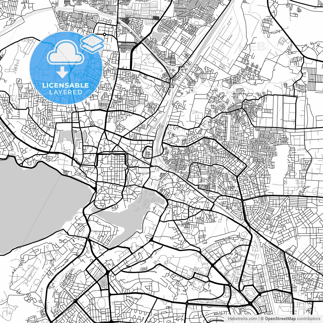 Layered PDF map of Bhopal, Madhya Pradesh, India