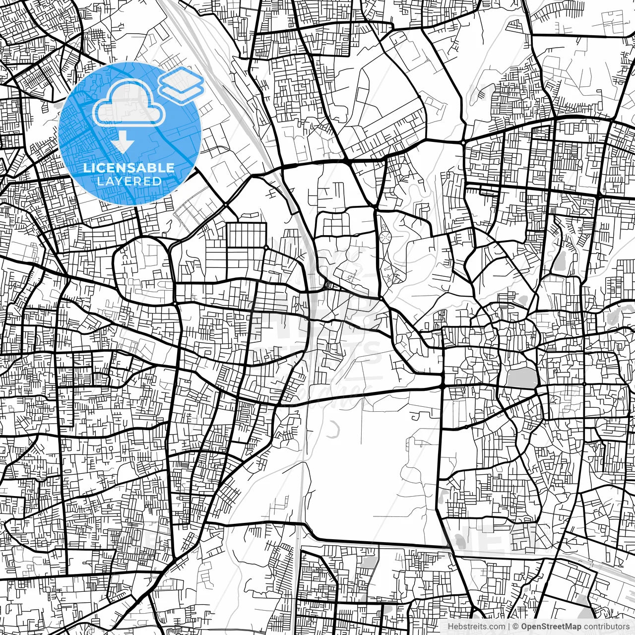 Layered PDF map of Vadodara, Gujarat, India