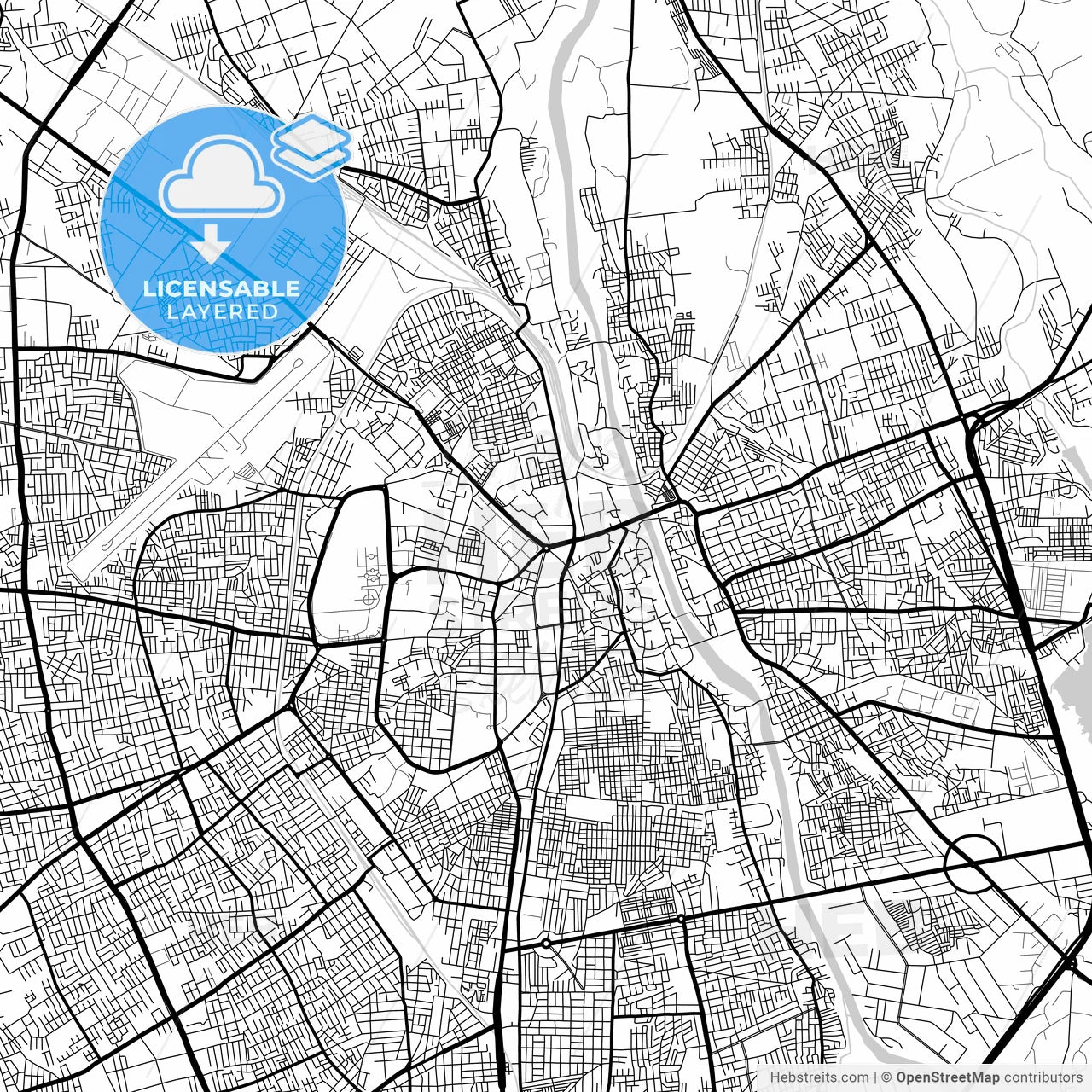 Layered PDF map of Rajkot, Gujarat, India