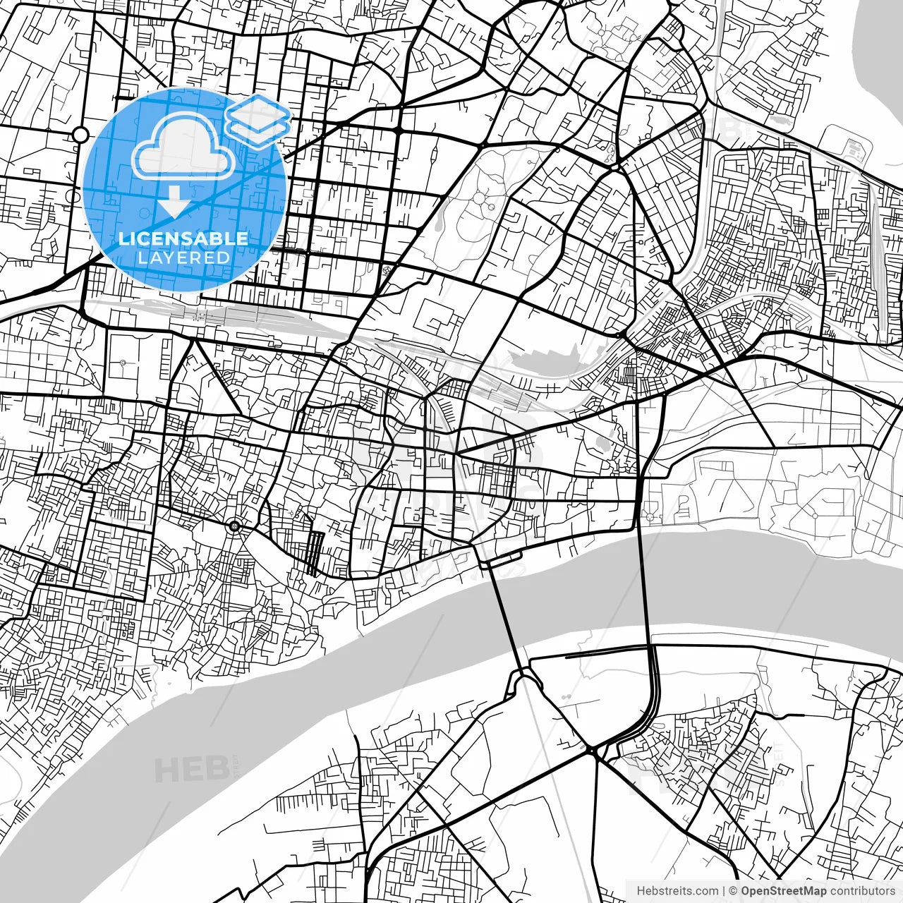 Layered PDF map of Allahabad, Uttar Pradesh, India