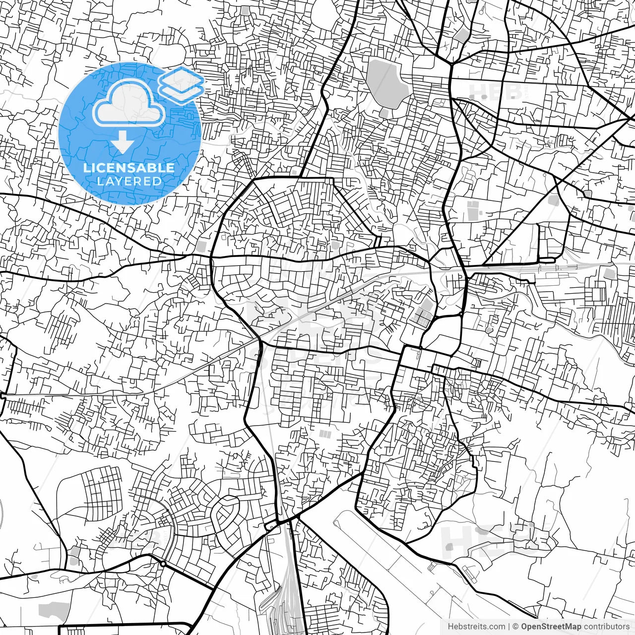 Layered PDF map of Ranchi, Jharkhand, India