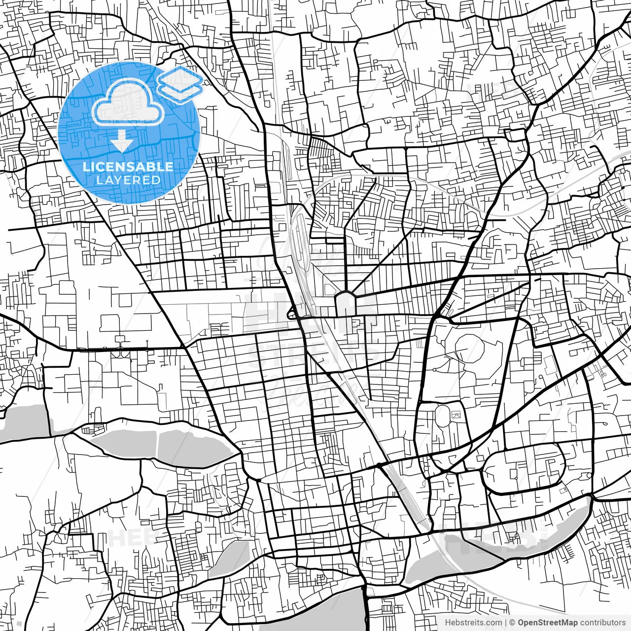 Layered PDF map of Coimbatore, Tamil Nadu, India