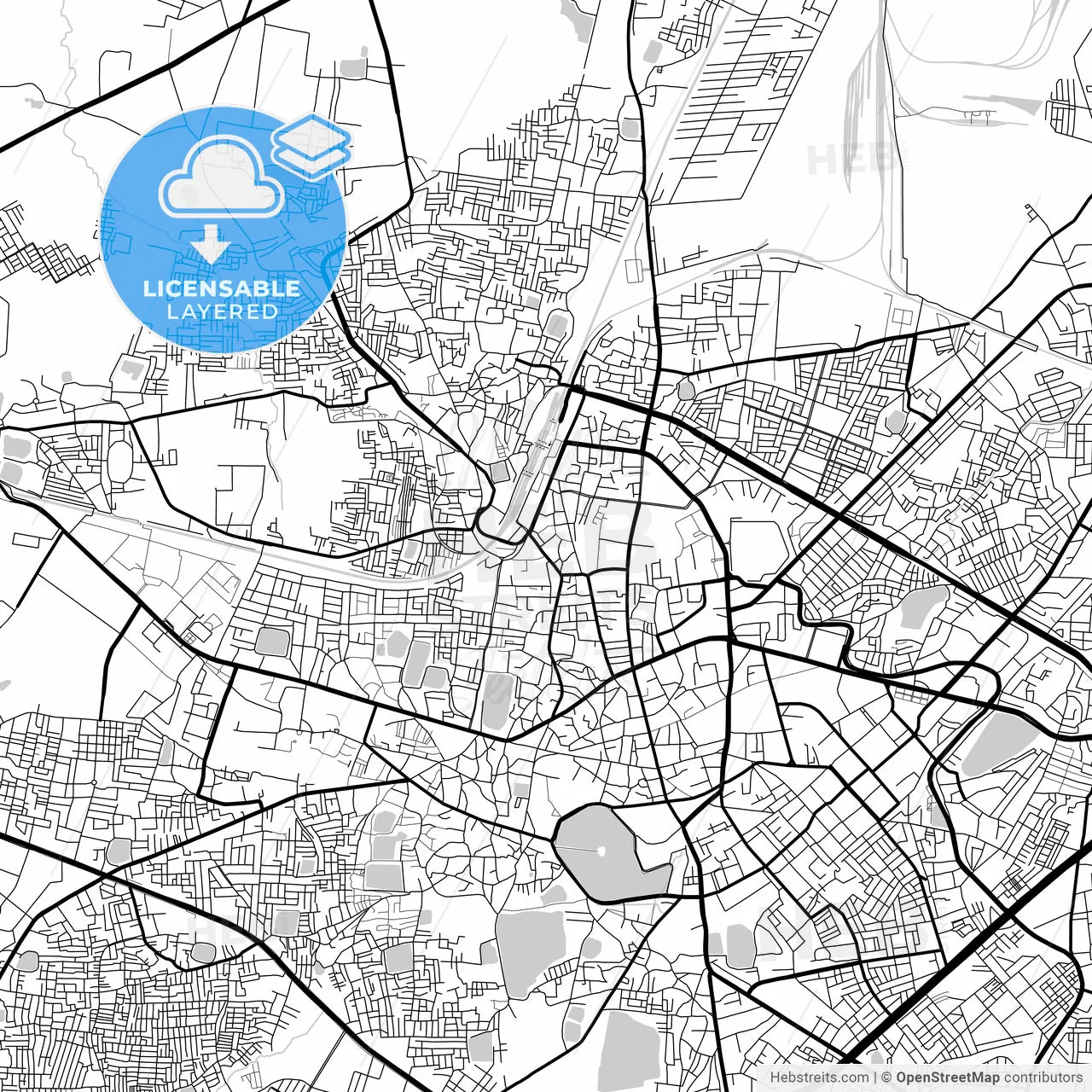 Layered PDF map of Raipur, Chhattisgarh, India