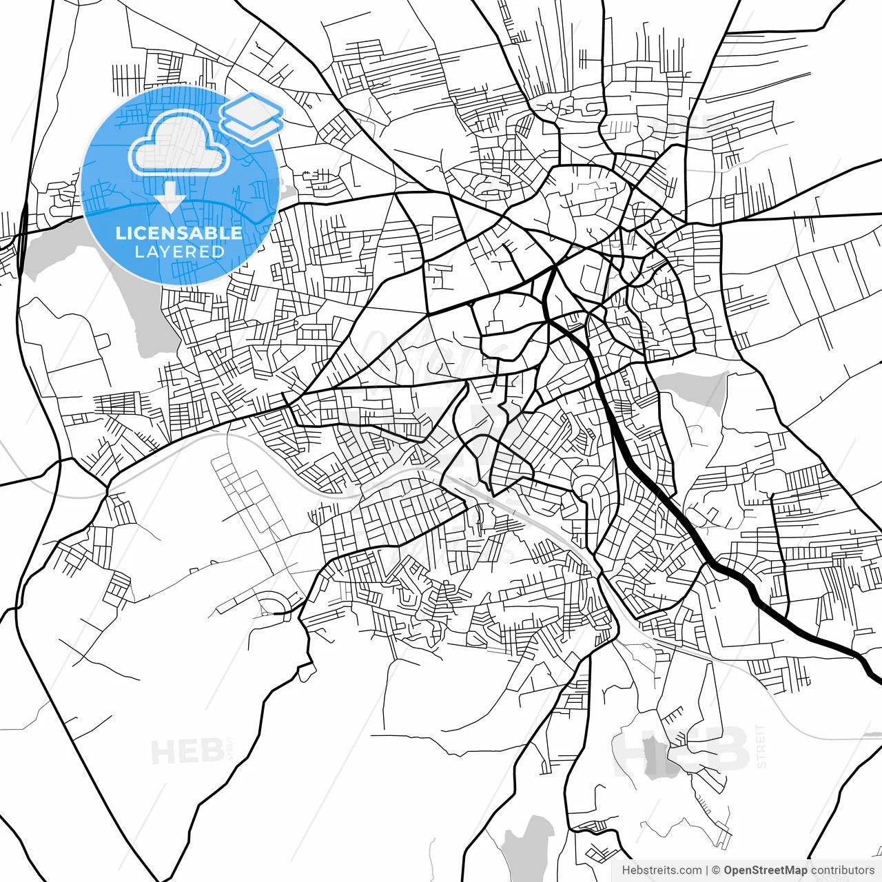 Layered PDF map of Hubli–Dharwad, Karnataka, India